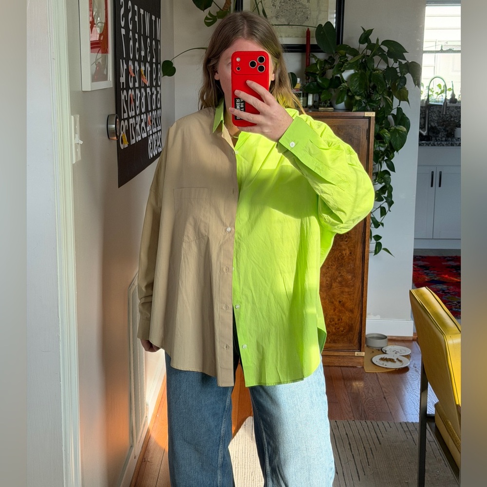 Blanca Henrietta Shirt in Lime and Tan